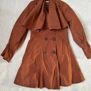 Elegant Rust Cape Vintage Coat for Women